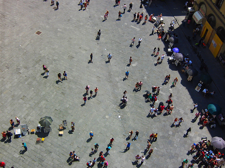 Italia, Florence, orang-orang, berjalan, belanja, Square, Plaza