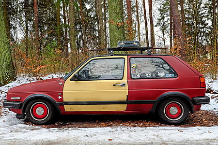 auto, Volkswagen, VW-gtd, vehicul, vechi, clasic, iarna