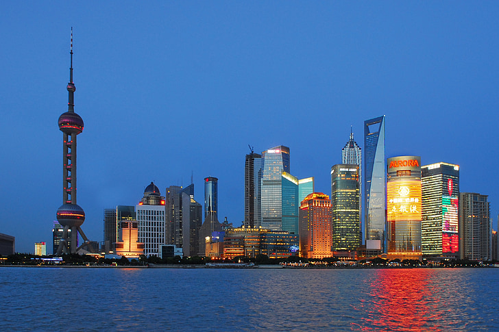shanghai, skyline, blue hour, cityscape, urban Skyline, architecture, famous Place