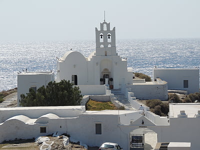 Klasztor chrisopigi, Klasztor, Grecki, Wyspa, Sifnos, Grecja, Santorini