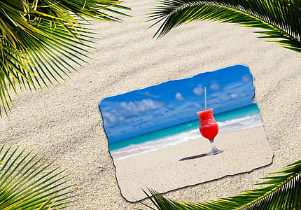 bakgrundsbild, Sand, resor, stranden, gratulationskort, Karibien, Holiday