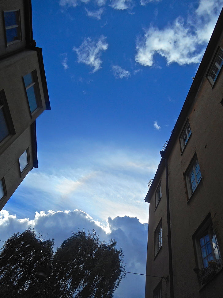 Cephe, Mavi gökyüzü, bulut, Södermalm, Stockholm