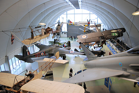 Museu, aviões, vintage, hélice, Bi-asa, exibir