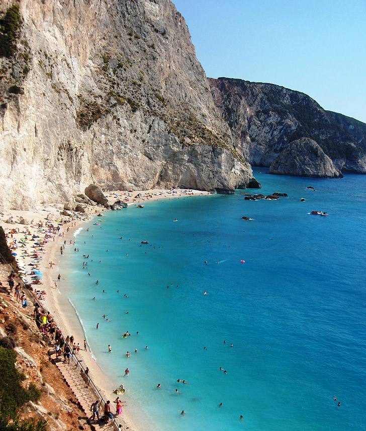 beach, cliff, steep, sea, blue, relaxation, tourism