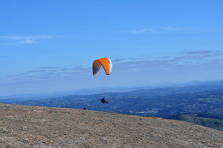 paragliding, flyvning, Sky, blå himmel, sten, Mountain, hoppe