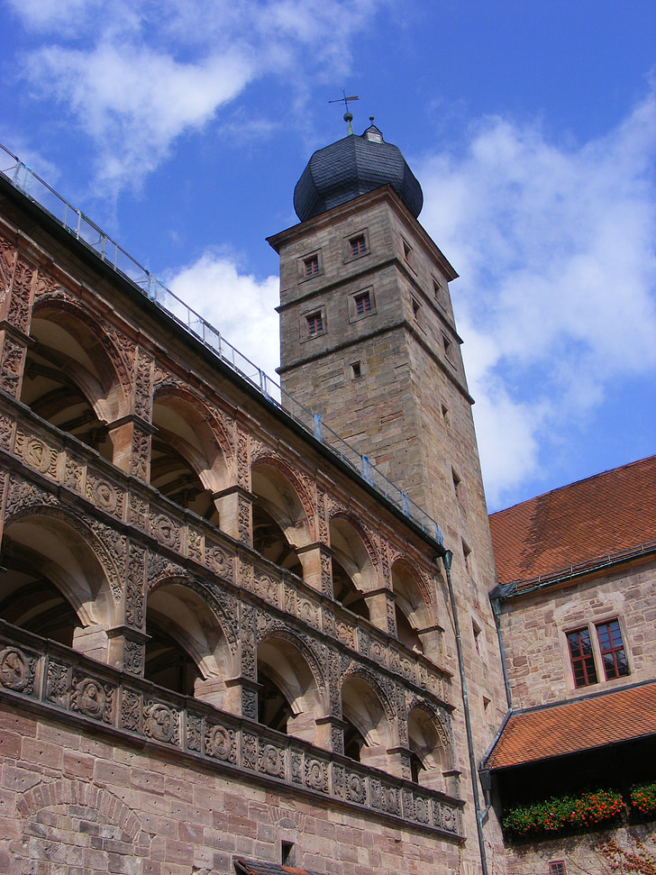 kulmbach, castle, plassenburg castle, historically, sky, clouds, blue