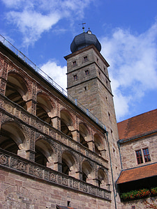 Kulmbach, Castello, Castello di Plassenburg, storicamente, cielo, nuvole, blu
