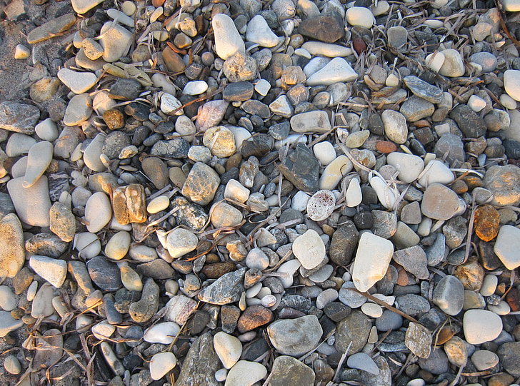 stenen, Pebble, avondzon, kust, Bank, strand