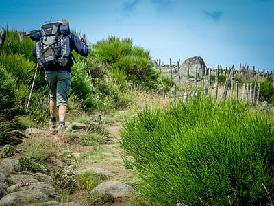 excursionista, Aubrac, Ruta de acceso, Santiago de Compostela, Walker, senderismo, mochila