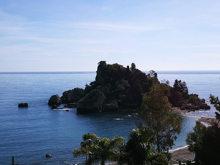 Taormina, Isola bella, táj, tenger, természet, tengerpart, Beach