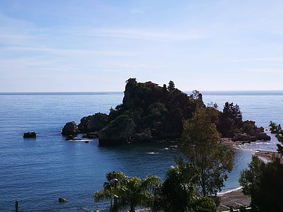 Taormina, Isola bella, pemandangan, laut, alam, Pantai, Pantai