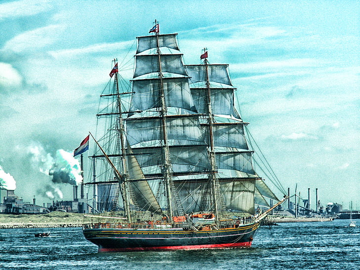 Amsterdam, Alankomaat, aluksen, taivas, pilvet, Bay, Harbor