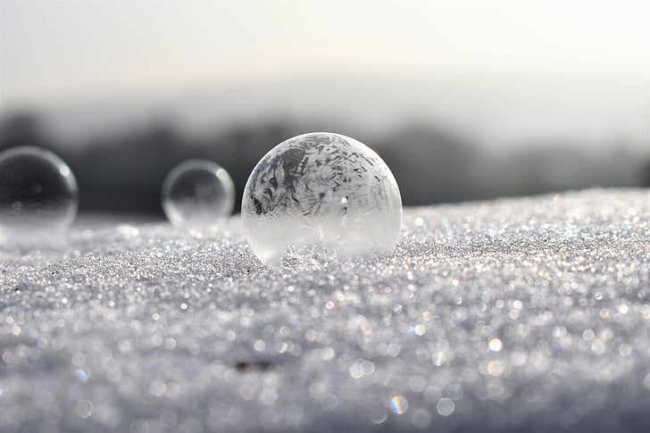 muilo burbulai, Šaldyti, nuo užšalimo, šaldytos burbulas, eiskristalle, žiemą, šaldymo