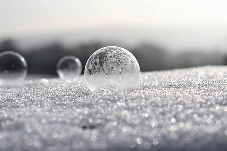 zeepbellen, bevroren, Frost, bevroren zeepbel, eiskristalle, winter, koude