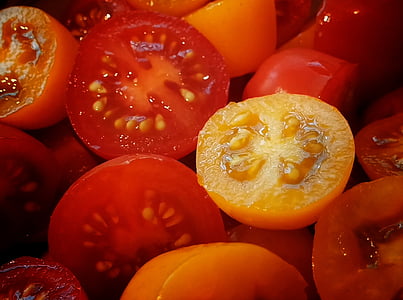 tomāti, tomāti, ķir u tomātu, Cherry tomāti, sarkana, augļi, dārzeņi