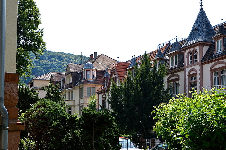 Villa, Heidelberg, Weststadt, hjem, bygning, arkitektur, altaner