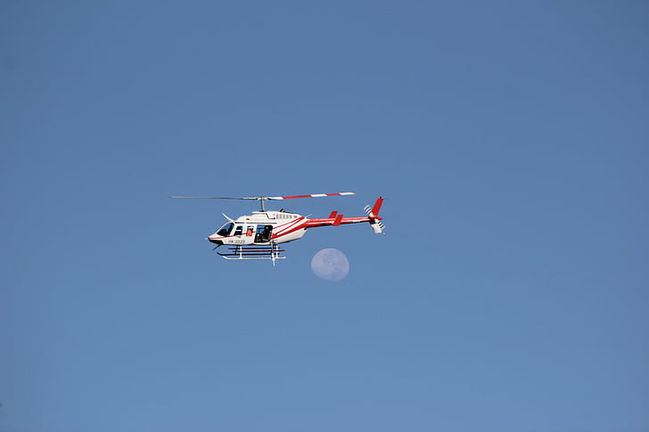 Mặt Trăng, bầu trời, máy bay trực thăng, Crescent, mặt trăng trên bầu trời, màu xanh, Làm đẹp