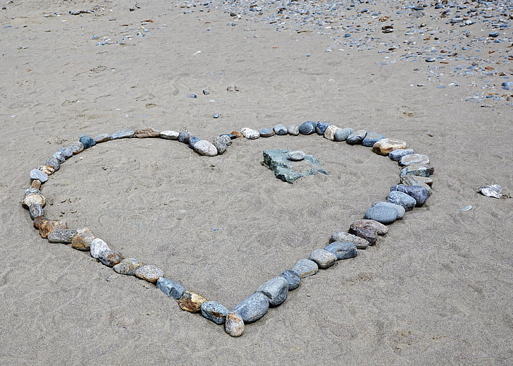 jantung, batu, Cinta, pasir, perasaan, pernikahan, perjalanan