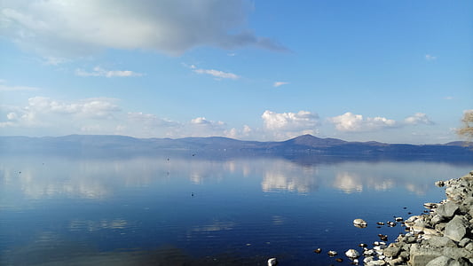 jezero bracciano, nebo, vode, oblaci, jezero bracciano