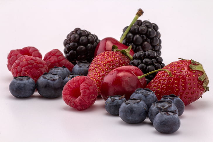 Berry, Blueberry, BlackBerry, Raspberry, stroberi, masih hidup, buah