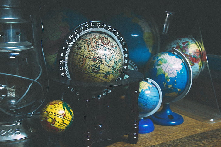 črna, lesene, tla, globus, Svet, potovanja, zemljevid
