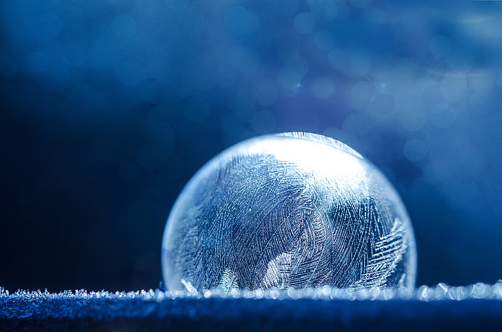 Seifenblase, gefroren, Eis, Winter, Frozen bubble, Eiskristalle, Ice-bag