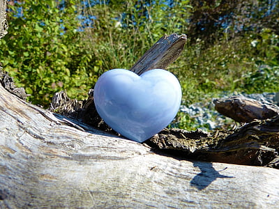 corazón, amor, naturaleza, Calcedonia, azul claro, suerte, piedra