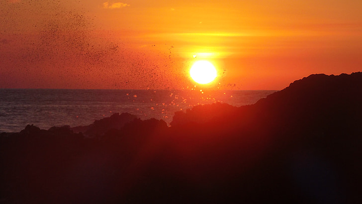 Splash, západ slnka, Cape, Verde, vody, more, vlna