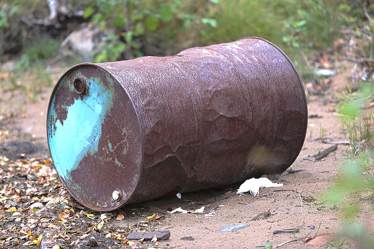 barril, òxid, abandonat