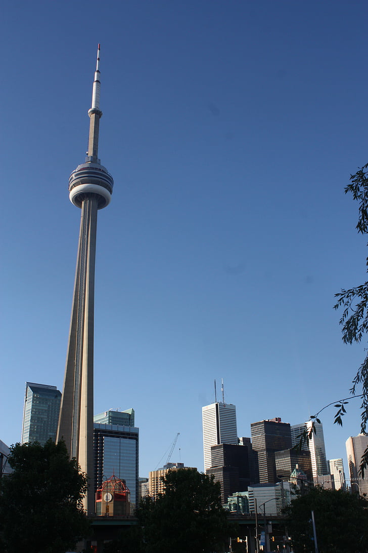 Toronto, cn tower, tårnet, bygge, skyskraper, høy, p