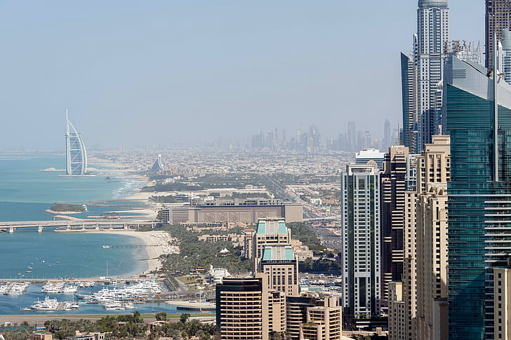 Dubai, byggnad, tornet, boende, stadsbild, staden, landskap
