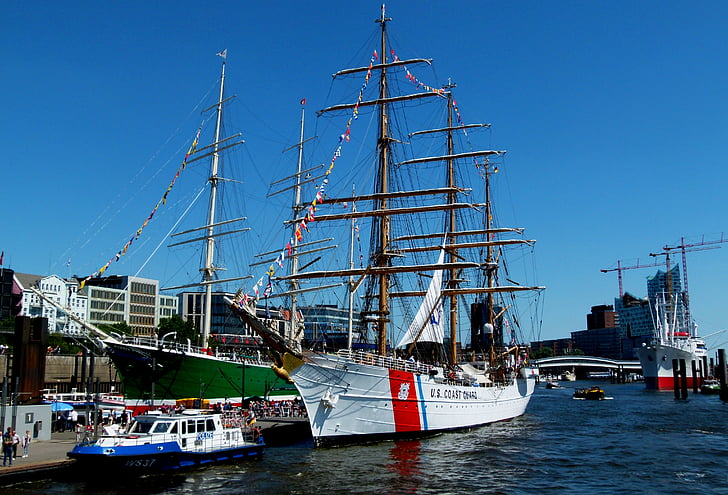 Hamburg, Port, Labe, Landungsbrücken, hamburgskom prístave, Harbour romance, námornej