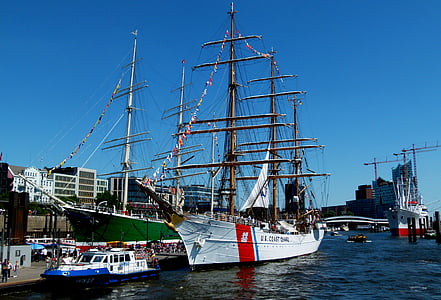 Hamburg, Port, Elbe, Landungsbrücken, portu w Hamburgu, Romantyczne Harbour, morski