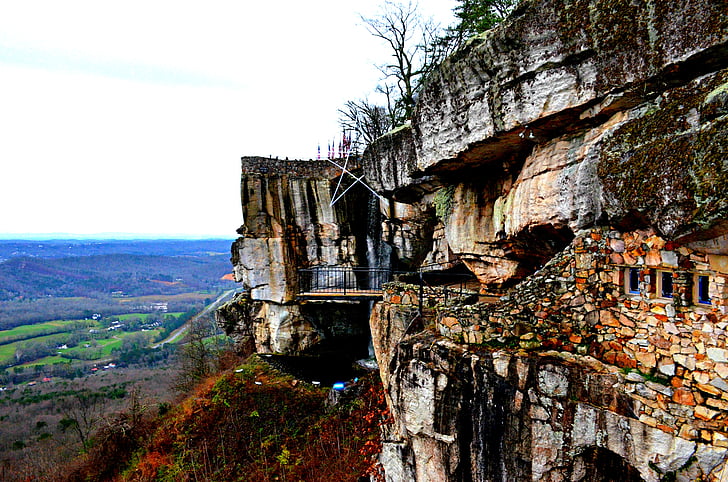 Chattanooga, Rock city, Lookout mountain, skogen, Lookout, Mountain, Tennessee