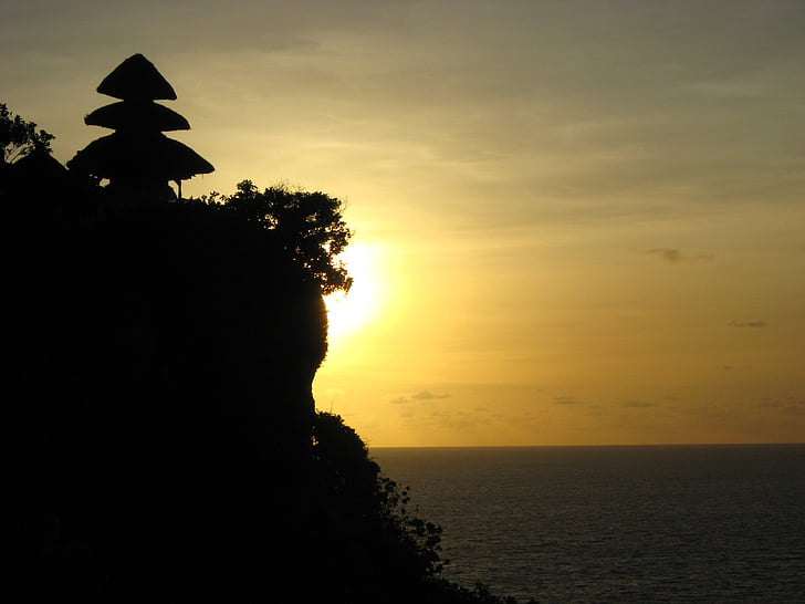 pôr do sol, Bali, penhasco