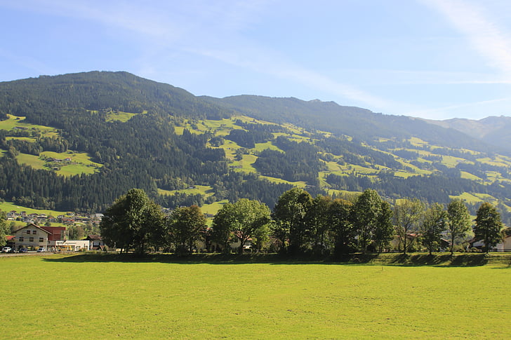 Zum senner, Zillertal, Schlitters, hegyek, táj, természet, Tirol