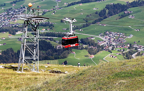 Lanová dráha, alpské, Ebenalp, pohled, Appenzell, Švýcarsko, provoz