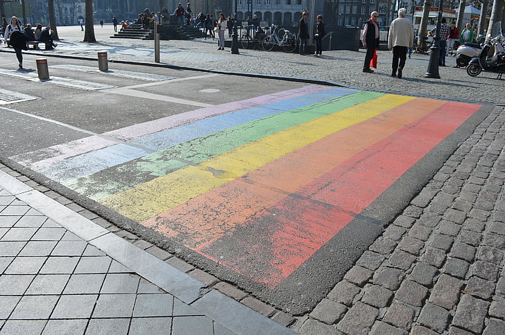 Rainbow, Maastricht, Holandia, Zebra crossing, przejście, Holandia, Ulica