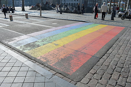 arco iris, Maastricht, Países Bajos, paso de cebra, transición, Holanda, calle