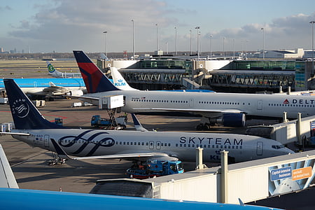 Aeroporto, Amsterdam, aeromobili, terminale, piattaforma di osservazione, terrazza, aviazione