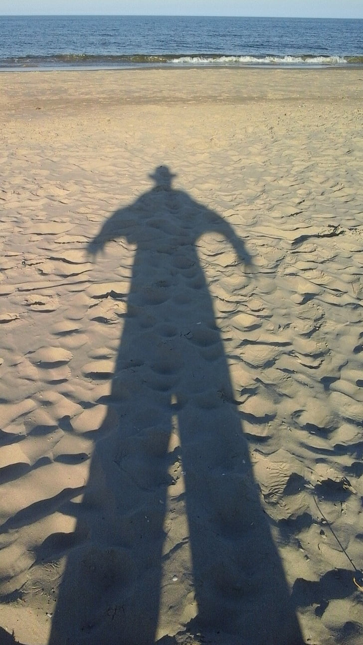 shadow, beach, sand, irish sea, sea, nature