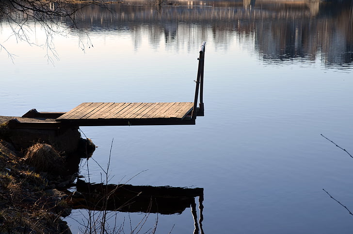 Шеллефтео, мост, Река, Швеция, воды, Голубой, Зеркальное отображение