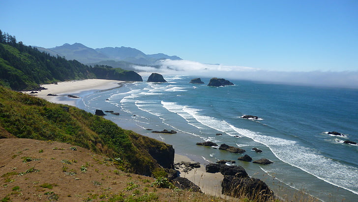 Ocean, kusten, vågor, Oregon, USA, stranden, vatten