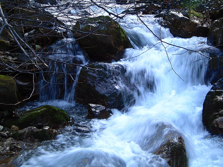 tok, priroda, vode, Vodopad, teče, kaskadno, zamagljen vid