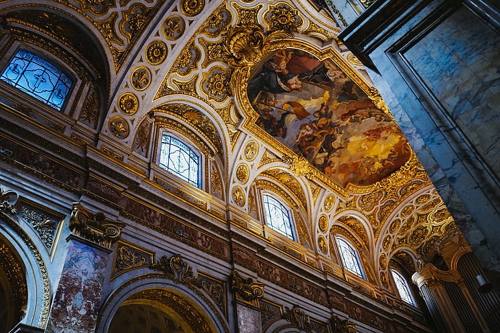 ancient, arch, architecture, art, building, cathedral, ceiling
