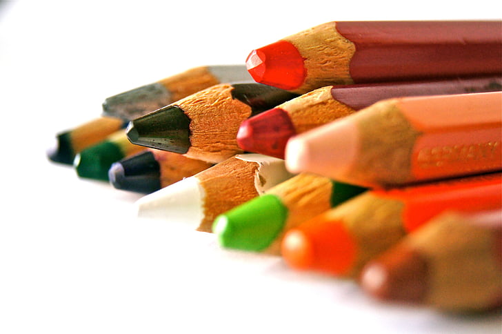 penner, fargeblyanter, skolen, trening, ABC, La, fargerike
