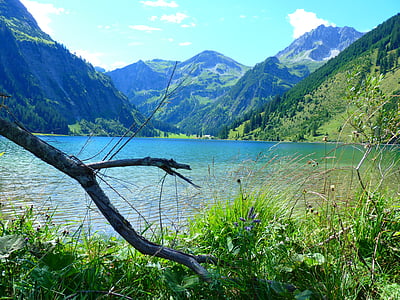 jezero, hory, voda, krajina, Příroda, Visalpsee