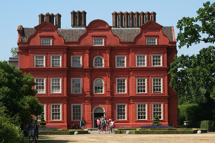 hem, hus på landet, byggnad, röd, London, England, Kew garden