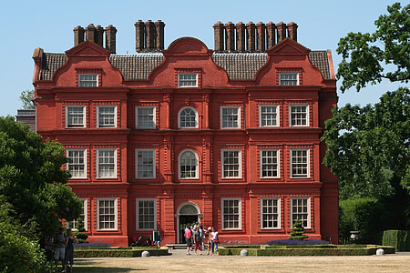 casa, Masia, edifici, vermell, Londres, Anglaterra, jardí de Kew