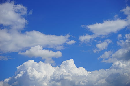 Sky, kék, felhők, fehér, gomolyfelhők, természet, Időjárás